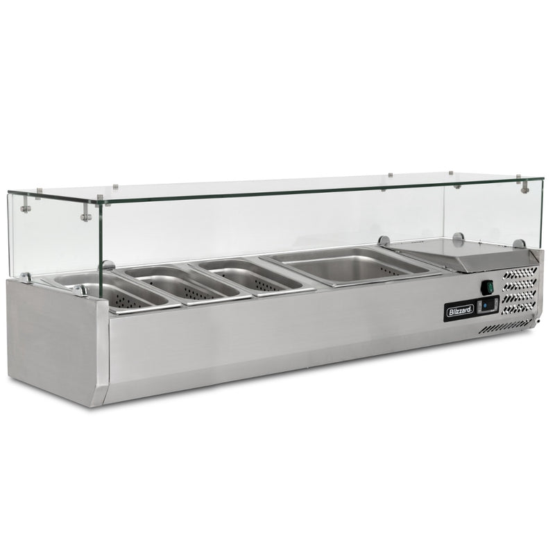 BLIZZARD 1.2m Glass Canopy 1/3 Gastronorm Prep Top