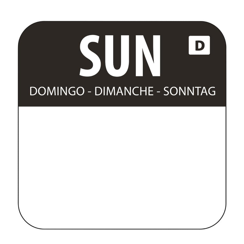 Hygiplas Dissolvable Food Rotation Labels Sunday (1000 Pack)