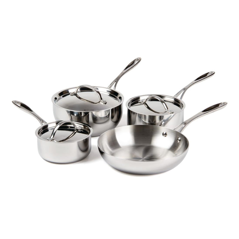 Vogue Stainless Steel and Aluminium Tri-Wall Pan Set (4 Pack)