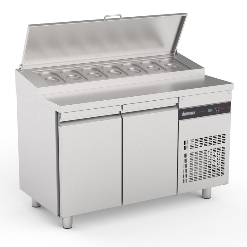 INOMAK Double Hinged Door Gastronorm Prep Counter With Raised Collar
