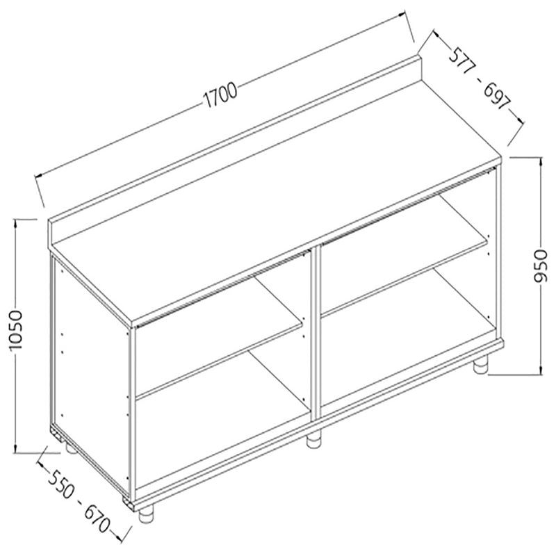 Diamond NL17X Neutral Rear Cabinet, With Backsplash