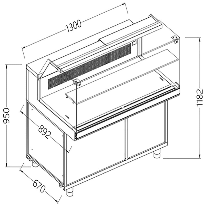 Diamond CFB13XR Static Hot & Cold Patisserie Deli Display Counter, 1300mm