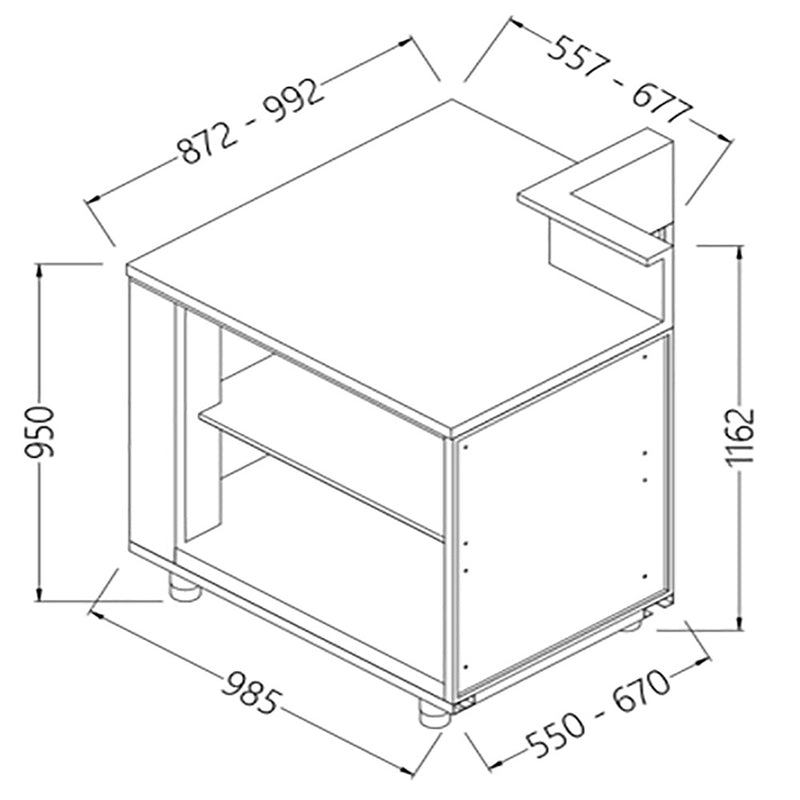 Diamond AB90X/5 Neutral Bar Counter Units With Fitting For Service Top 90° (Open)