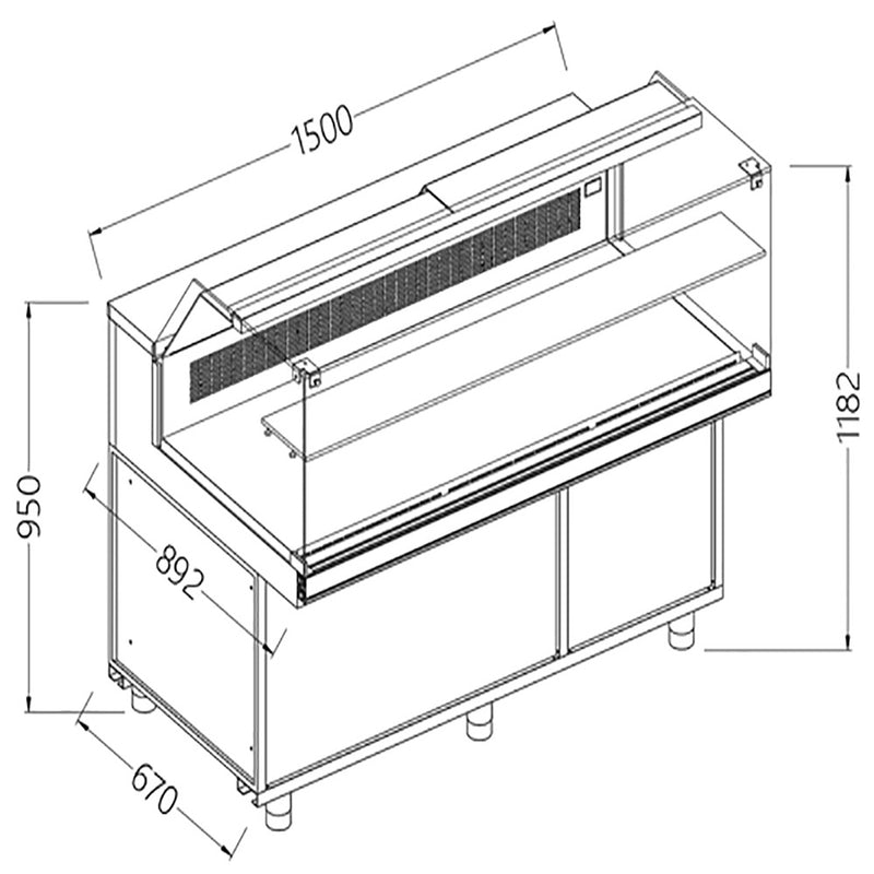 Diamond SB15XR/R Snack Patisserie Display Counter with Understorage, 1500mm