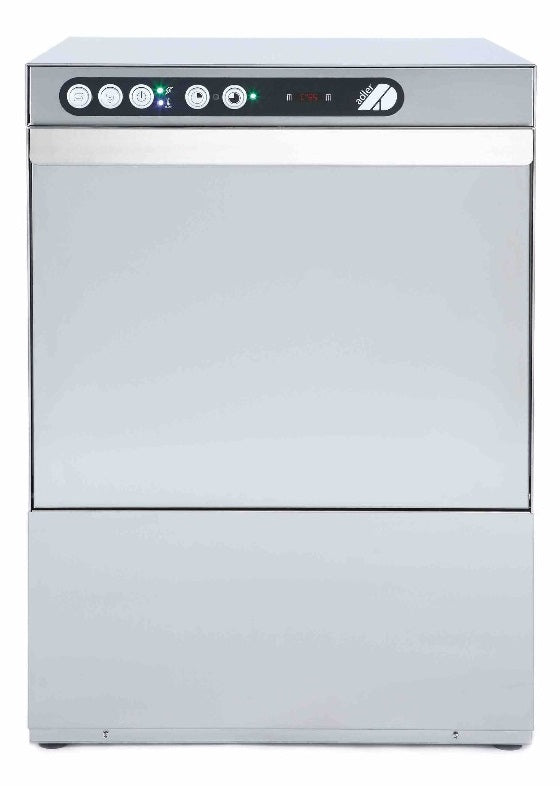 Adler AD40GL-DPSO 400mm Basket Glasswasher with Chemical Pump, Drain Pump & Integral Water Softener, 16 Pint Capacity