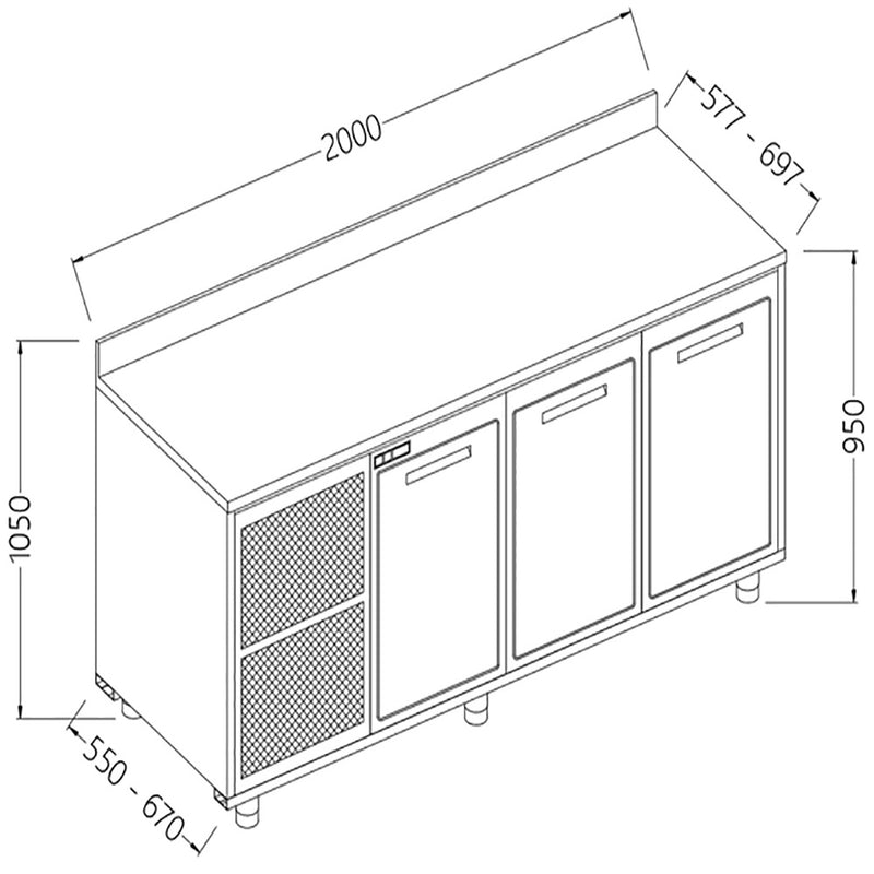 Diamond NLV20X/5 Neutral Rear Cabinet, With Backsplash