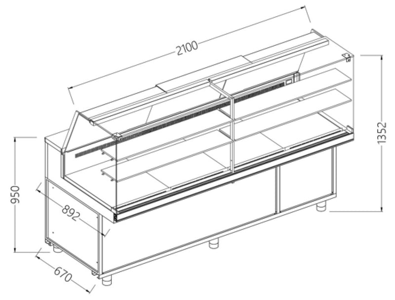 Diamond PA21X Display Counter Neutral X Bakery En & Gn, High Glass