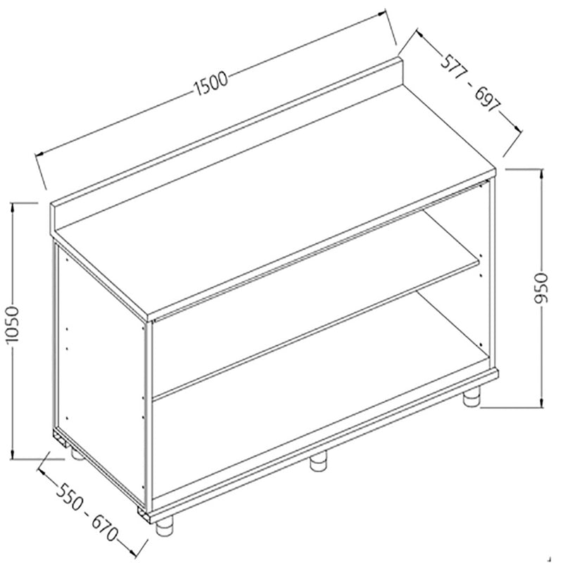 Diamond NL15X/5 Neutral Rear Cabinet, With Backsplash