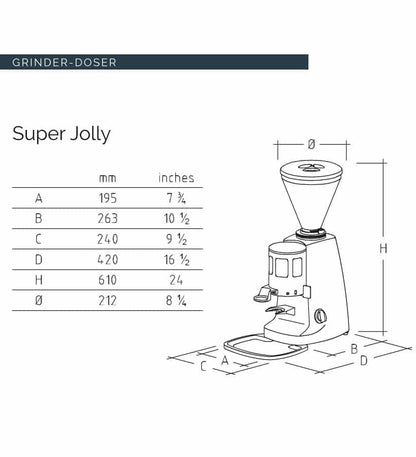 Mazzer Super Jolly V UP Coffee Grinder Doser (Automatic) – Silver (Light Grey)