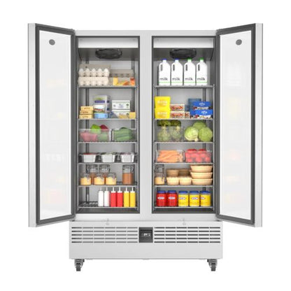 Foster Slimline Double Glass Door Refrigerated Upright Display Cabinet, 800 Litres