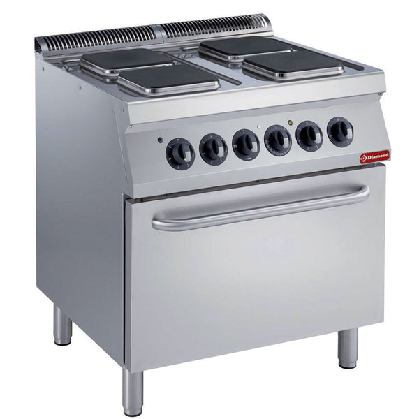 Diamond E17/4PQF8-N 4 Squared Hobs Freestanding Electric Range Cooker on Electric Oven, 16.4kW