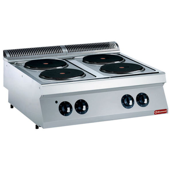 Diamond E17/4P8T-N 4 Rounded Hobs Countertop Electric Range Cooker, 10.4kW