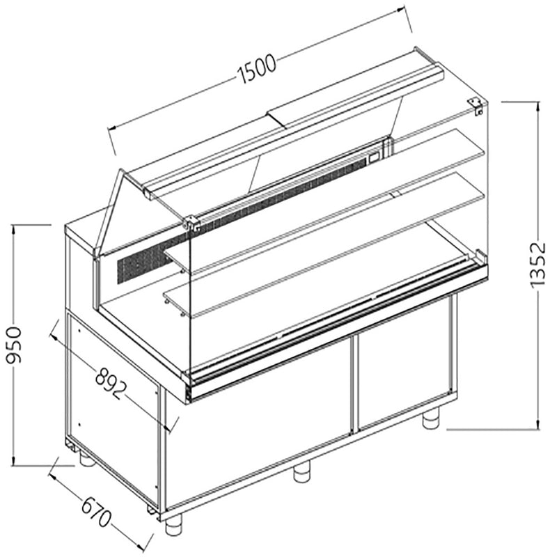 Diamond SA15XR/R Patisserie Display Counter with Understorage, 1500mm