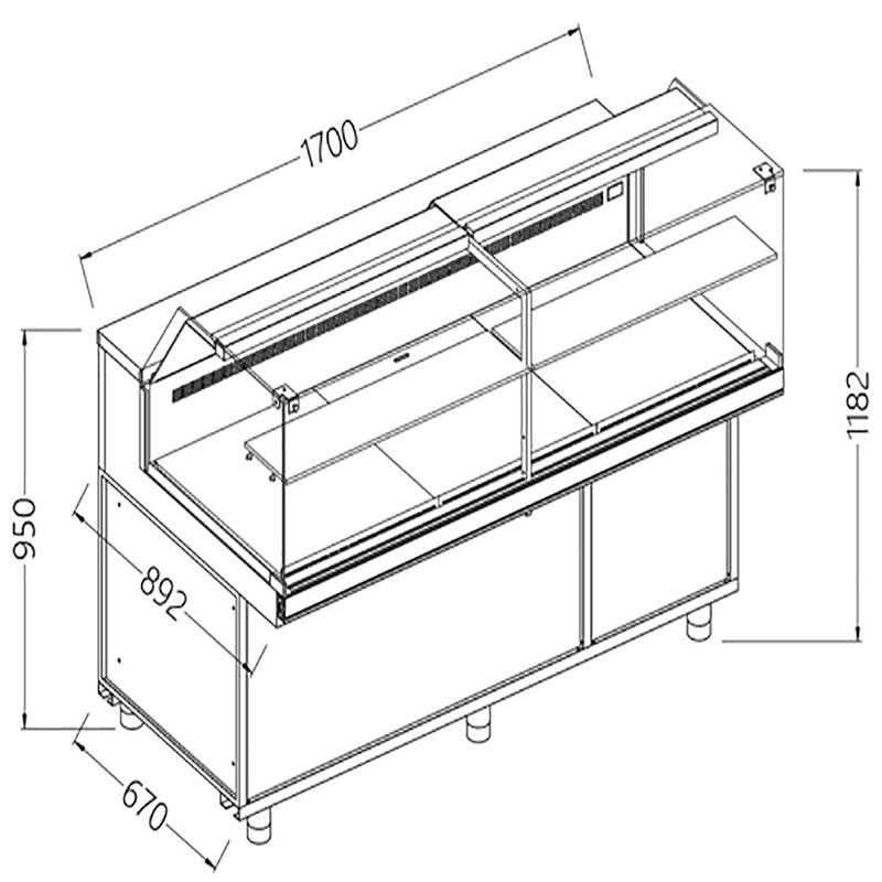 Diamond VB17XR Snack Patisserie Display Counter, 1700mm