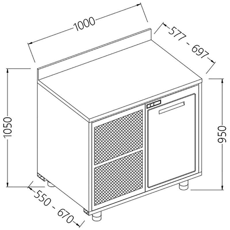 Diamond NLS10X Neutral Rear Cabinet, With Backsplash