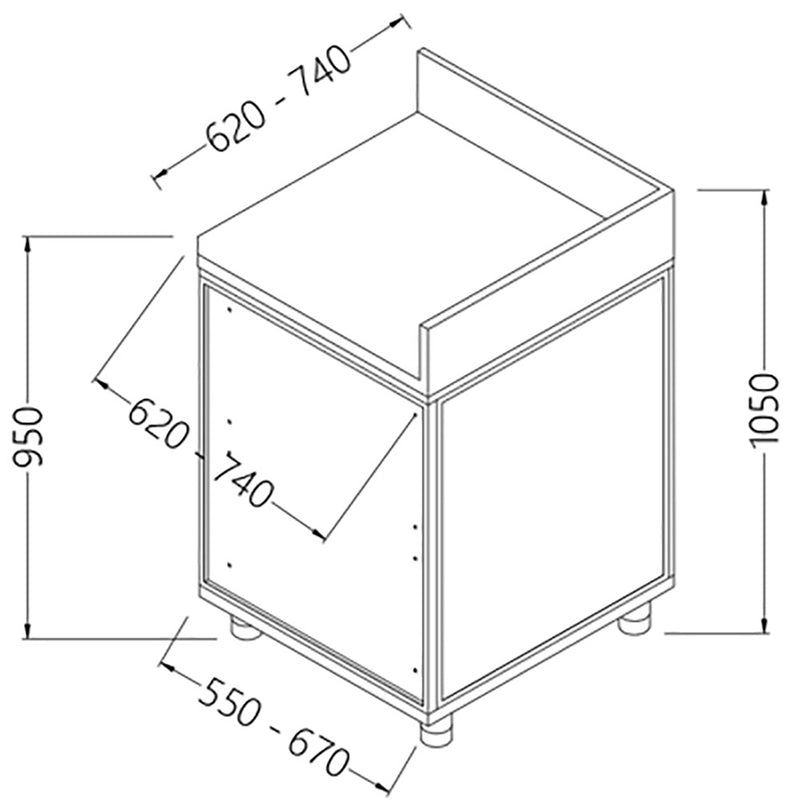 Diamond CL90X/5 Neutral Rear Angle - Closed 90°, With Backsplash