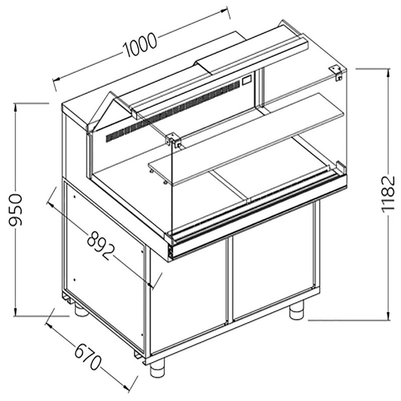 Diamond PB10X Display Counter Neutral X Bakery En & Gn, Low Glass