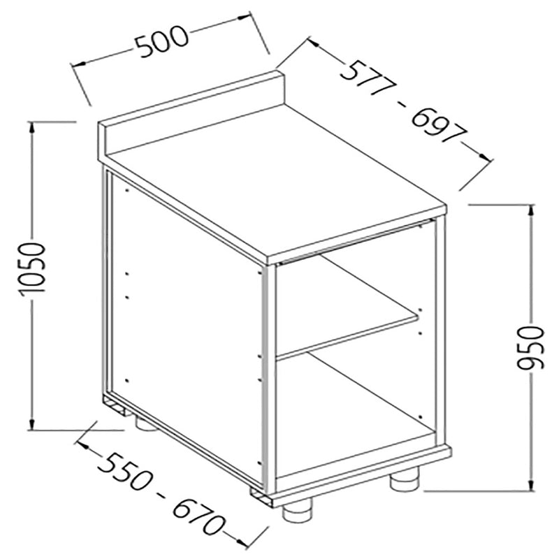 Diamond NL05X Neutral Rear Cabinet, With Backsplash