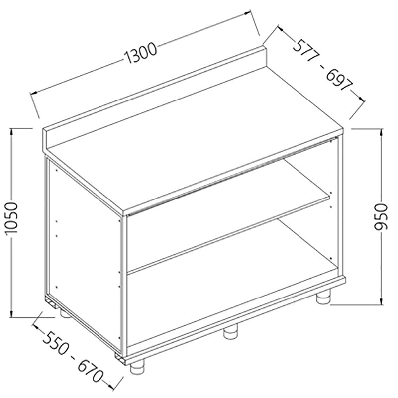 Diamond NL13X/5 Neutral Rear Cabinet, With Backsplash