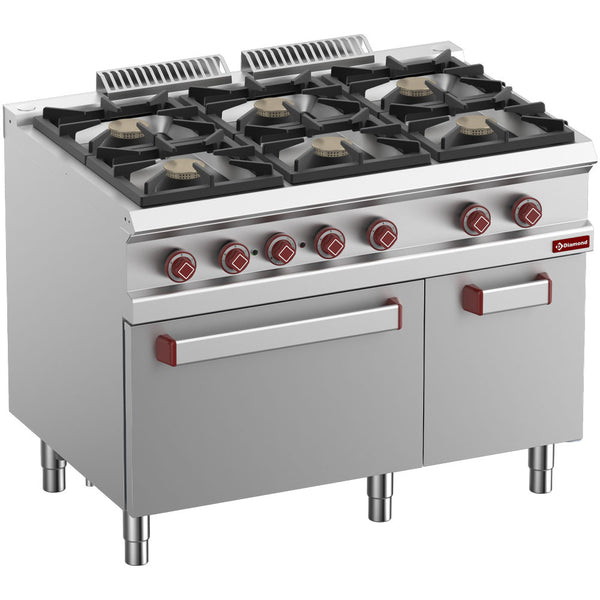 Diamond G7/6BFEVA11-N 6 Stove Freestanding Gas Range Cooker on Electric Convection Oven & Neutral Cupboard, 2.6kW
