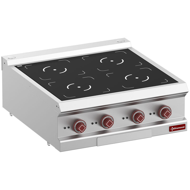 Diamond E7/4ID7T-N Vitroceramic Electric 4 Induction Hob Cooker, 14kW
