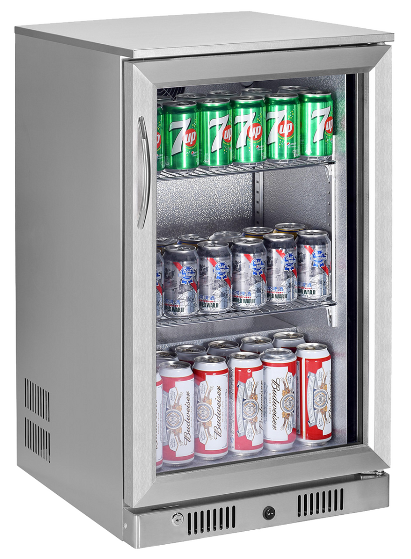 Sterling Pro Green SP1HC-STS Single Door Stainless Steel Bottle Cooler, 106 x 330ml Bottles