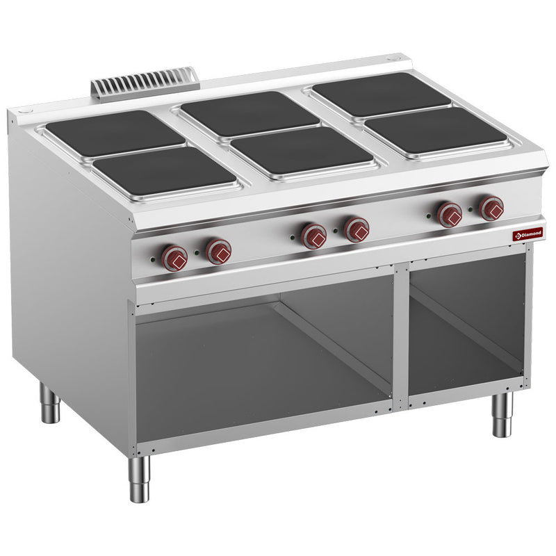 Diamond E9/6PQA12-N 6 Squared Plates Freestanding Electric Range Cooker on Neutral Open Cupboard, 20kW