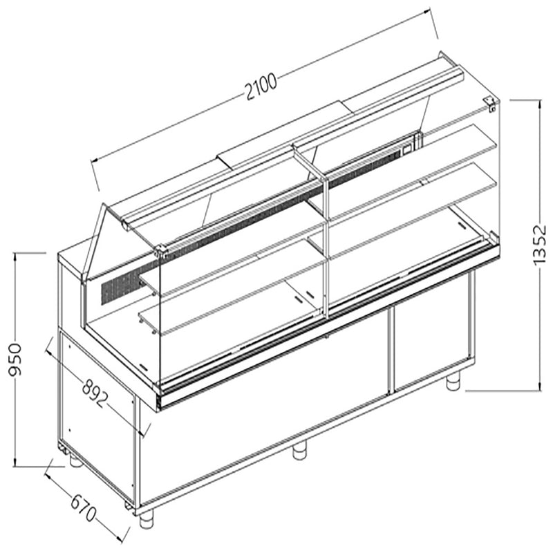 Diamond CFA21XR/R2 Static Hot & Cold Patisserie Deli Display Counter with Understorage, 1500mm