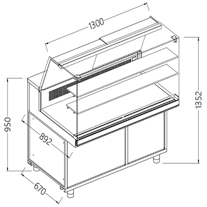 Diamond SA13XR Snack Patisserie Display Counter, 1300mm