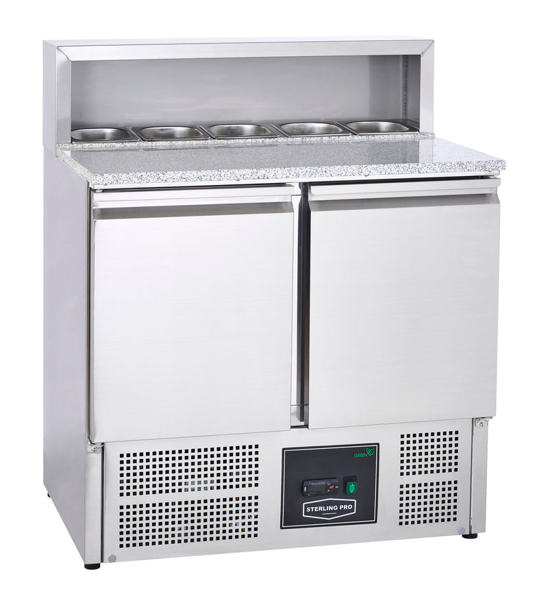 Sterling Pro Cobus SPU902PZ 2 Door Granite Top Pizza Counter, 5 x GN1/6, 240 Litres
