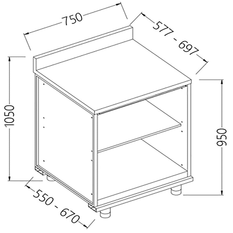 Diamond NL07X Neutral Rear Cabinet, With Backsplash