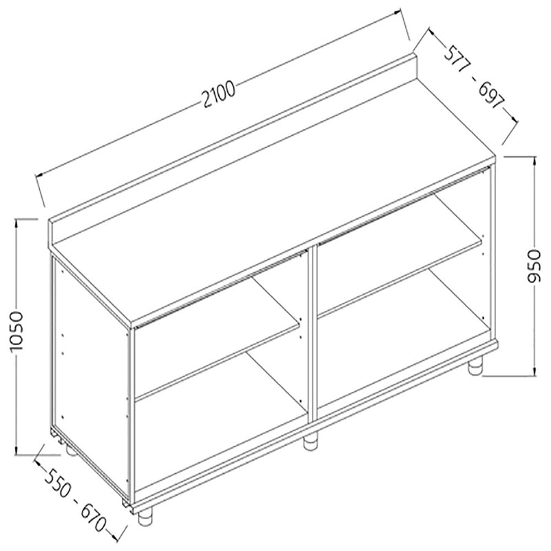 Diamond NL21X/5 Neutral Rear Cabinet, With Backsplash