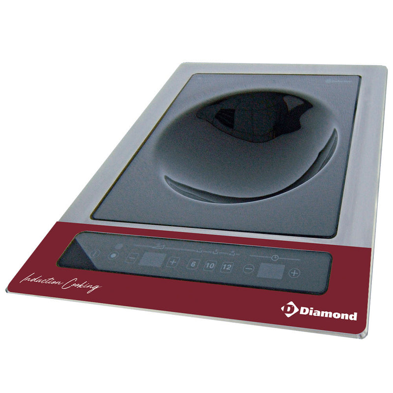 Diamond WOKI-60IP/TR-LIQ Electric Induction Hob & Built-in Wok with Tactile Keys, 6kW