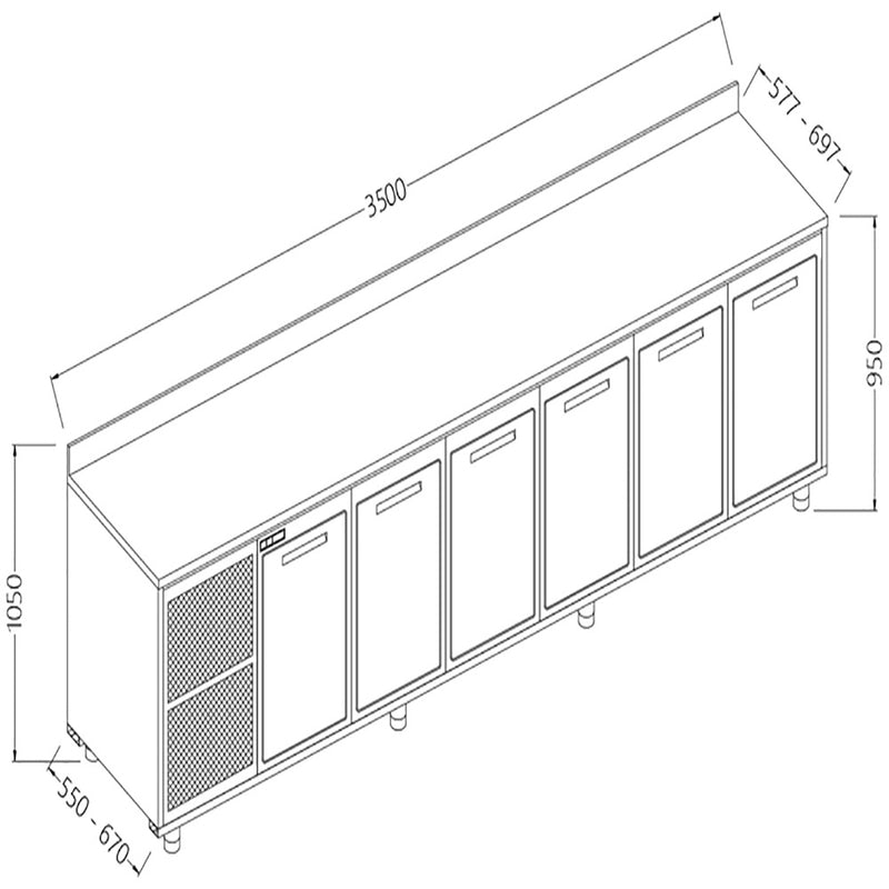 Diamond NLES35X Neutral Rear Cabinet, With Backsplash
