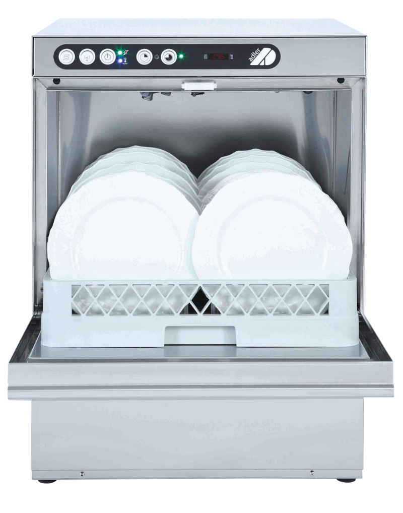 Adler AD50-DPSO 500mm Basket Dishwasher with Chemical Pump, Drain Pump & Water Softener, 18 Plates (13 Amp Plug)