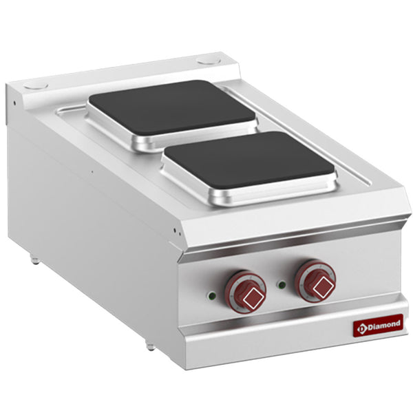 Diamond E7/2PQ4T-N 2 Squared Hobs Countertop Electric Range Cooker, 5.2kW