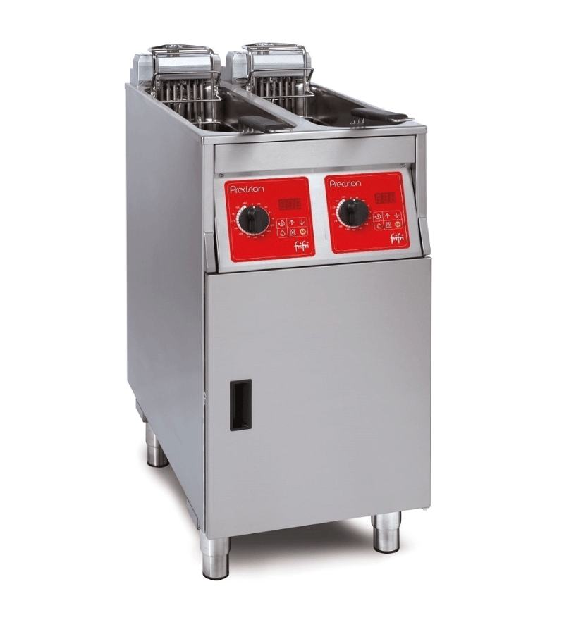 FriFri Precision 422 electric free-standing twin tank fryer.