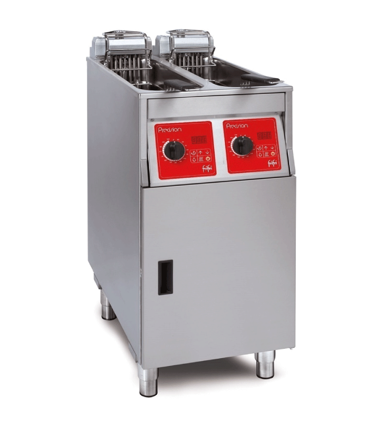 FriFri Precision 422 electric free-standing twin tank fryer.