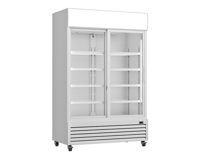 Prodis XD1201S White Double Sliding Door Tall Shop Display Fridge