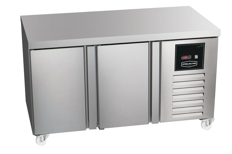 Sterling Pro Green SNI-7-135-20-NS 2 Door Counter Freezer Plain Top, 290 Litres