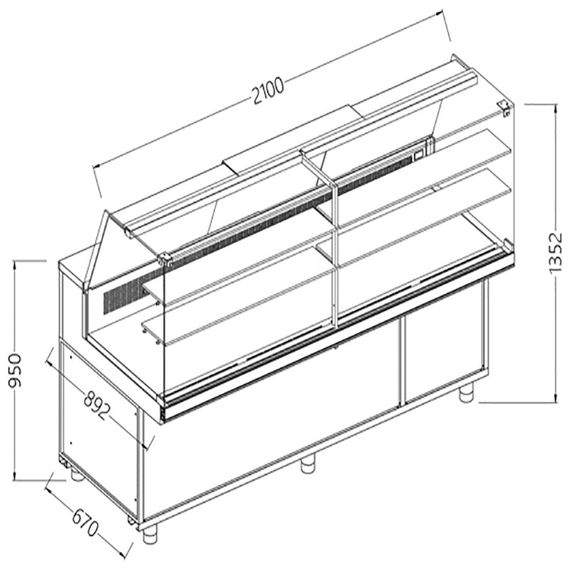 Diamond SA21XR Snack Patisserie Display Counter, 2100mm