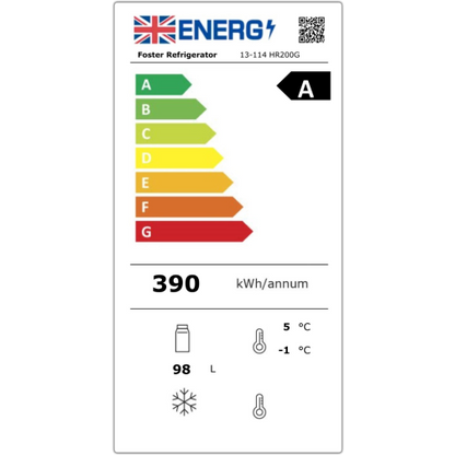Foster Single Glass Door Undercounter Cabinet Display Refrigerator, 200 Litres