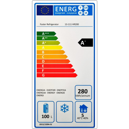 Foster Single Door Undercounter Cabinet Refrigerator, 200 Litres