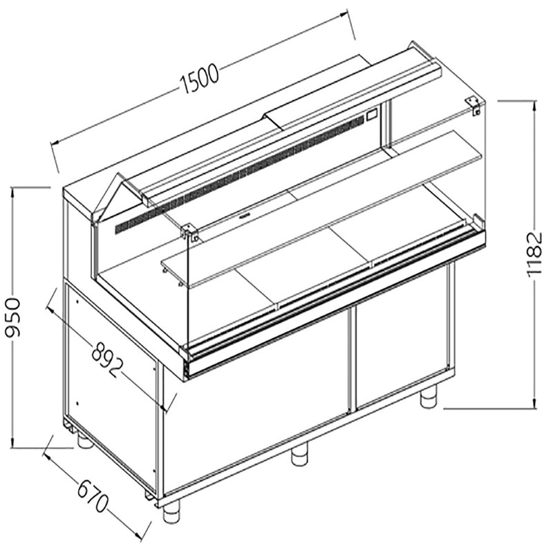 Diamond VB15XR Snack Patisserie Display Counter, 1500mm