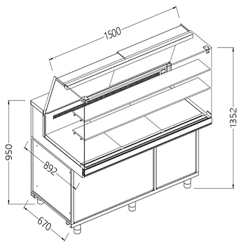 Diamond VA15XR Snack Patisserie Display Counter, 1500mm