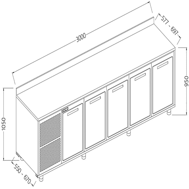Diamond NLS30X/5 Neutral Rear Cabinet, With Backsplash