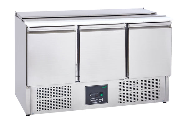 Sterling Pro Cobus SPU300SL 3 Door Saladette Hinged Lid & Chop Board, 368 Litres