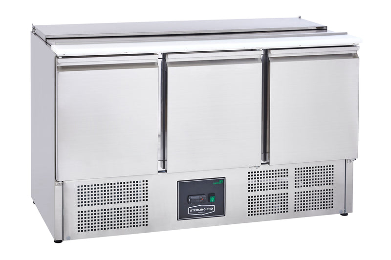 Sterling Pro Cobus SPU300SL 3 Door Saladette Hinged Lid & Chop Board, 368 Litres