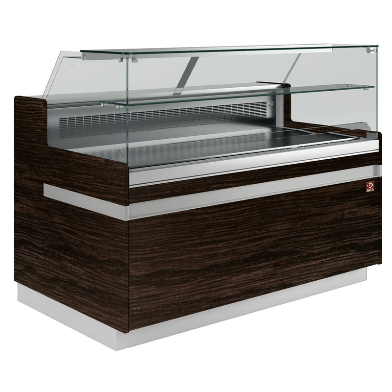 Diamond VB10XD3/R2 Flat Glass Dark Wood Refrigerated Serveover Counter, 2538mm