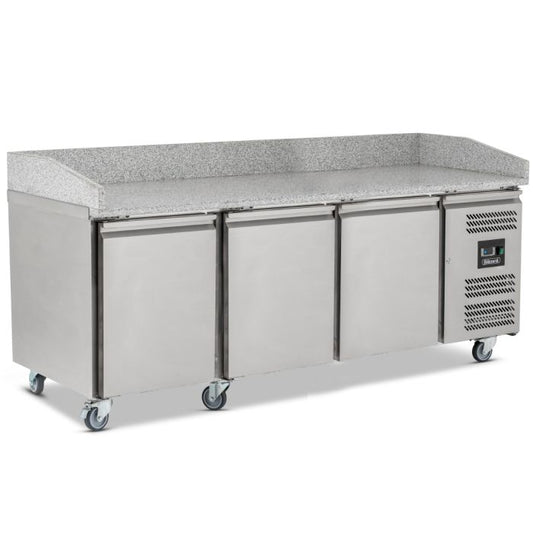 BLIZZARD Triple Hinged Door Pizza Prep Counter with Granite Worktop